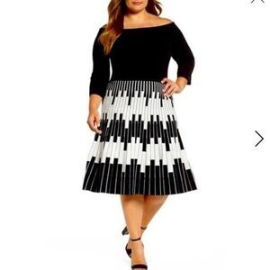 NWT Eliza J Fit and Flare Off Shoulder MIDI Dress Women’s Size 3X